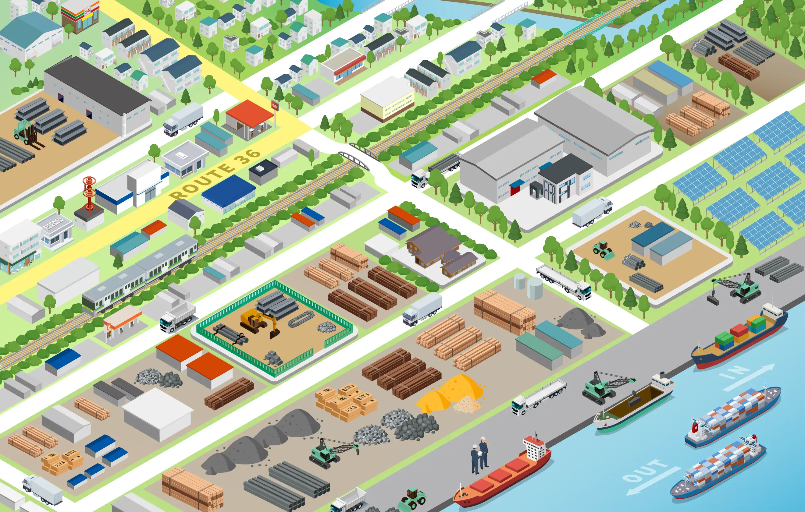 苫小牧北倉港運の拠点・港のイラストマップ